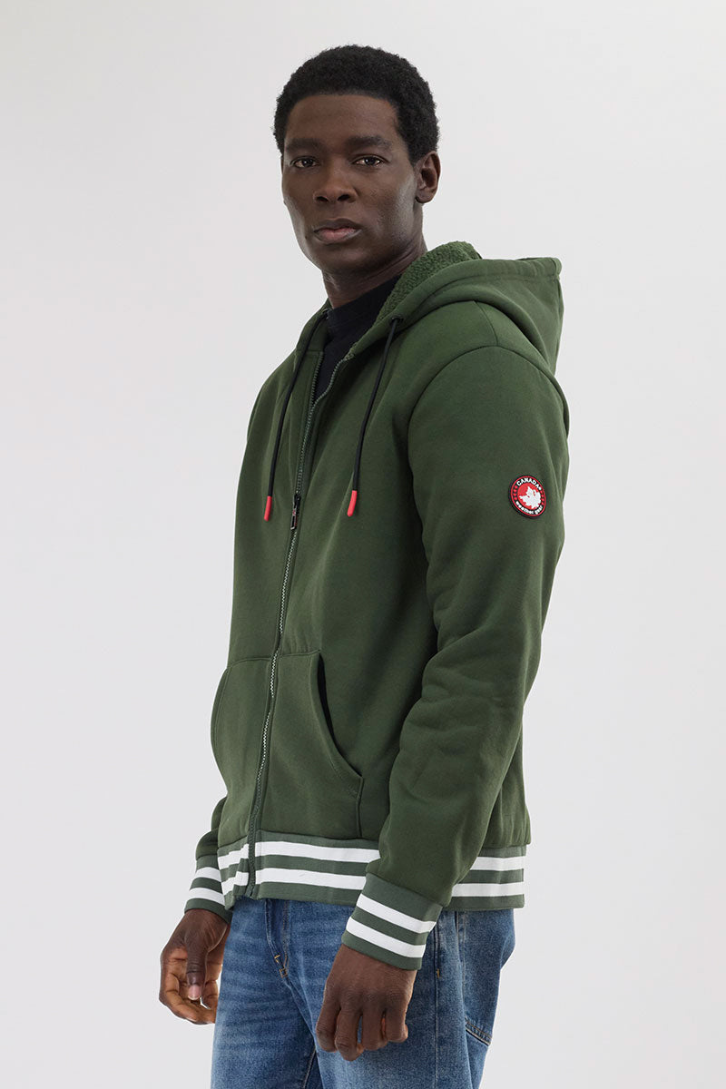 Canada Weather Gear Fleece Lined Zip Up Hoodie - Olive - Mens Hoodies & Sweatshirts - International Clothiers