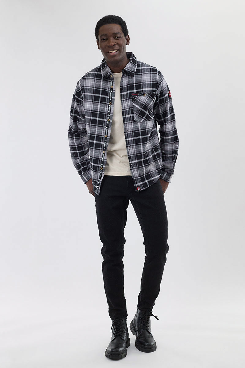 Chemise décontractée boutonnée en flanelle Canada Weather Gear - Gris