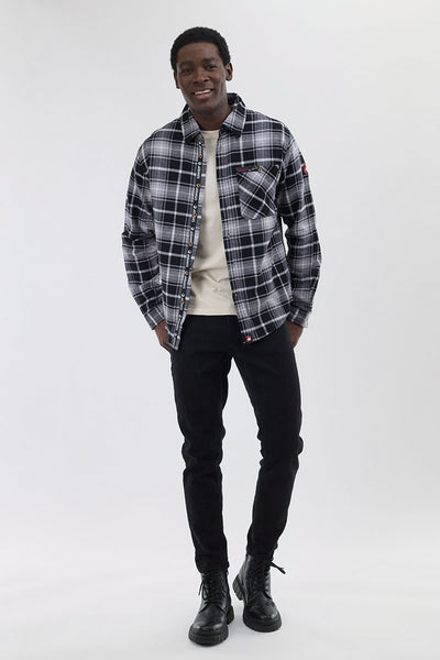 Chemise décontractée boutonnée en flanelle Canada Weather Gear - Gris