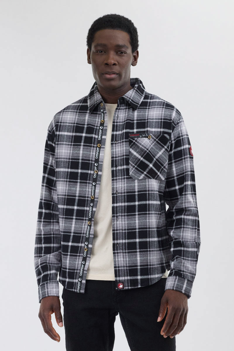 Chemise décontractée boutonnée en flanelle Canada Weather Gear - Gris