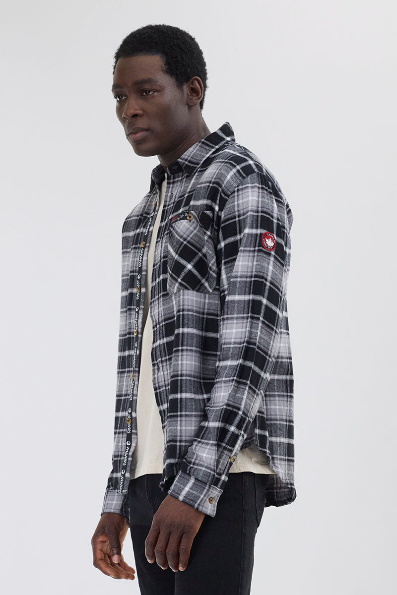 Chemise décontractée boutonnée en flanelle Canada Weather Gear - Gris
