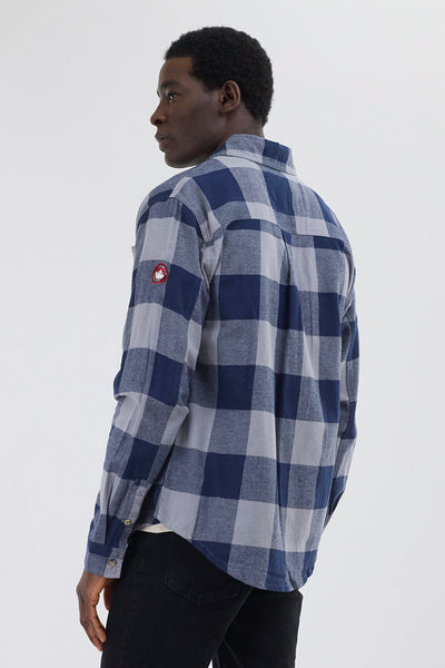 Chemise décontractée boutonnée en flanelle Canada Weather Gear - Bleu marine