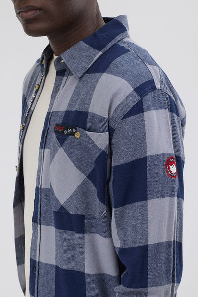 Chemise décontractée boutonnée en flanelle Canada Weather Gear - Bleu marine