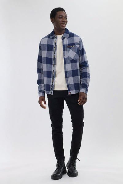 Chemise décontractée boutonnée en flanelle Canada Weather Gear - Bleu marine