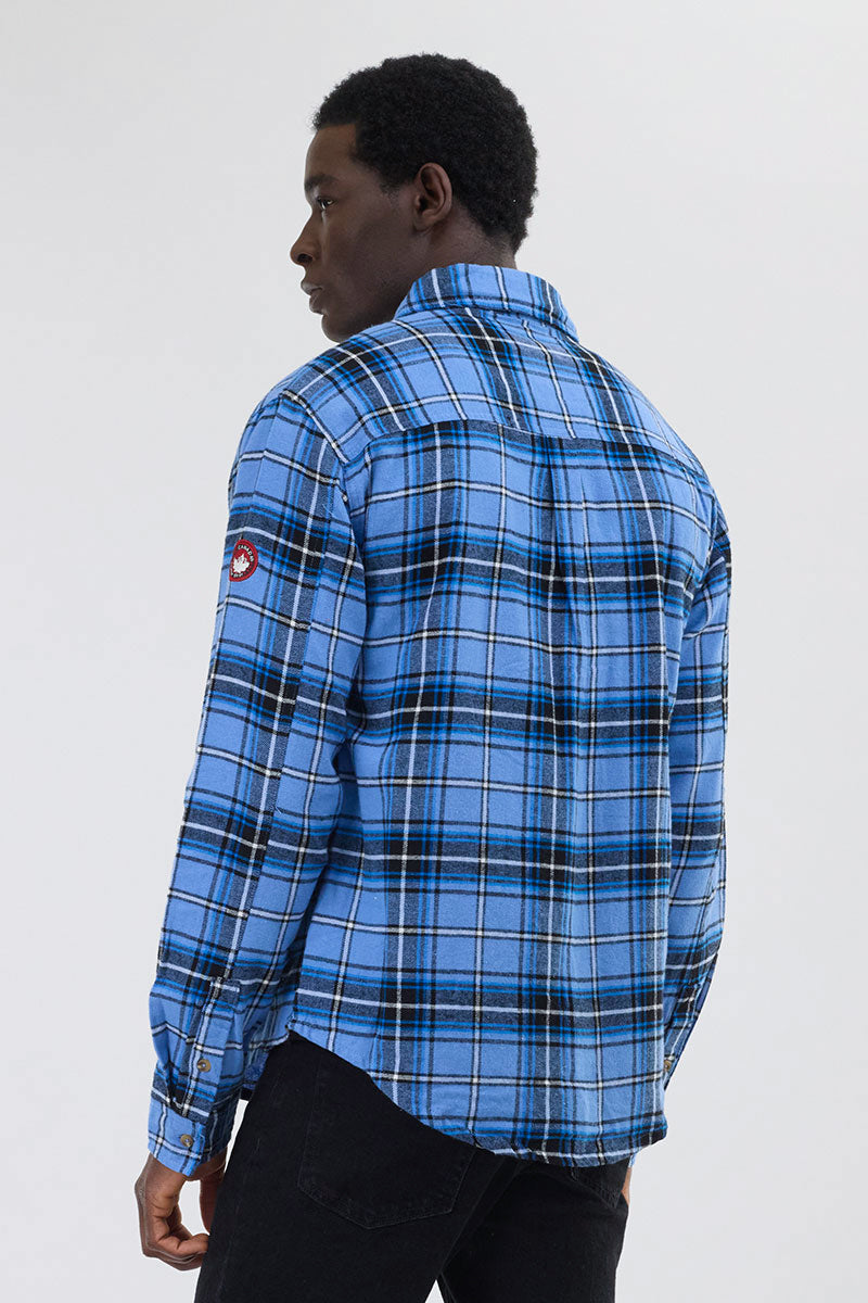 Chemise décontractée boutonnée en flanelle Canada Weather Gear - Bleu