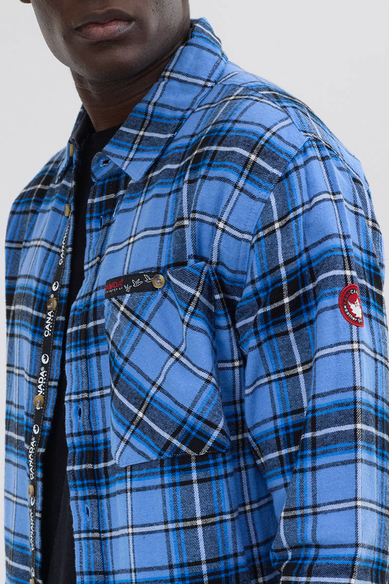 Chemise décontractée boutonnée en flanelle Canada Weather Gear - Bleu