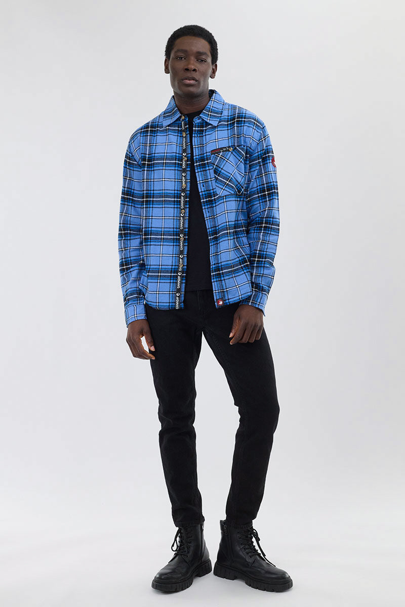 Chemise décontractée boutonnée en flanelle Canada Weather Gear - Bleu
