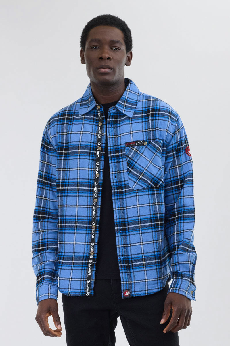 Chemise décontractée boutonnée en flanelle Canada Weather Gear - Bleu