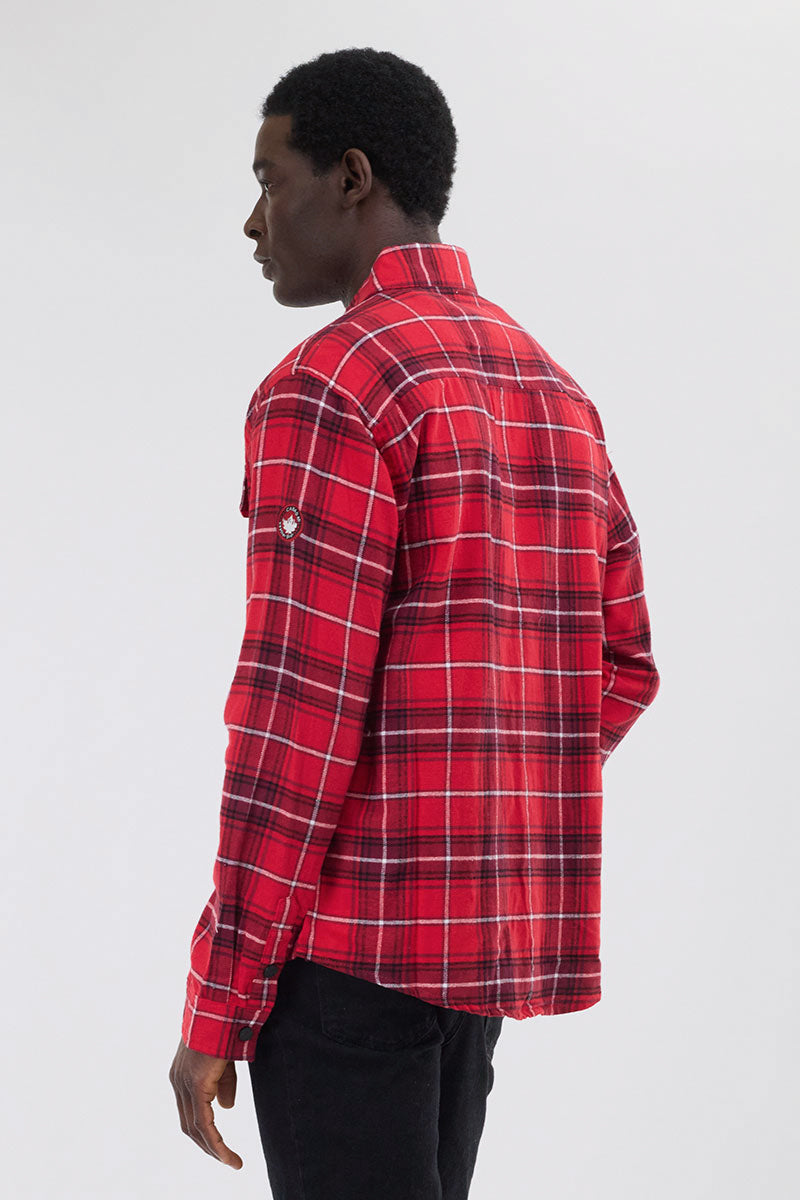 Chemise décontractée boutonnée en flanelle Canada Weather Gear - Rouge