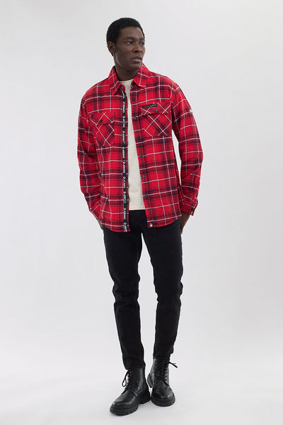 Chemise décontractée boutonnée en flanelle Canada Weather Gear - Rouge
