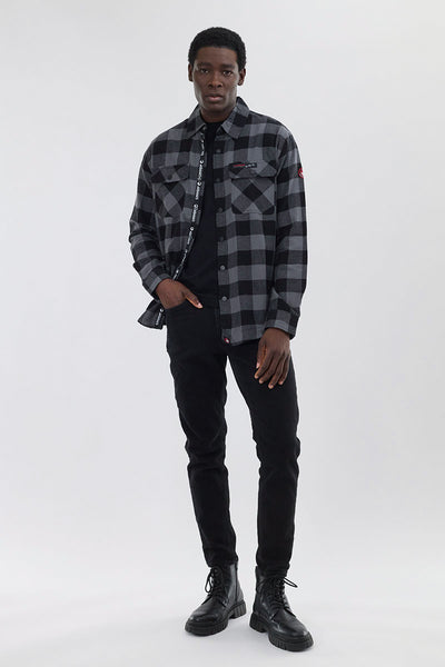 Chemise boutonnée décontractée à carreaux Canada Weather Gear - Noir