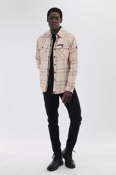 Chemise décontractée à carreaux boutonnée Canada Weather Gear - Crème