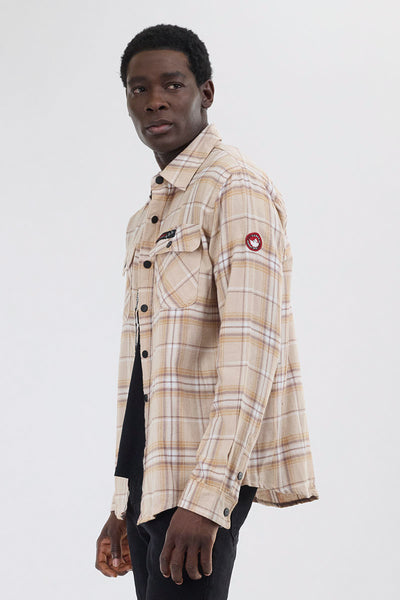 Chemise décontractée à carreaux boutonnée Canada Weather Gear - Crème