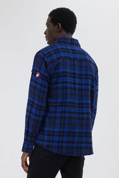 Chemise décontractée à carreaux boutonnée Canada Weather Gear - Bleu