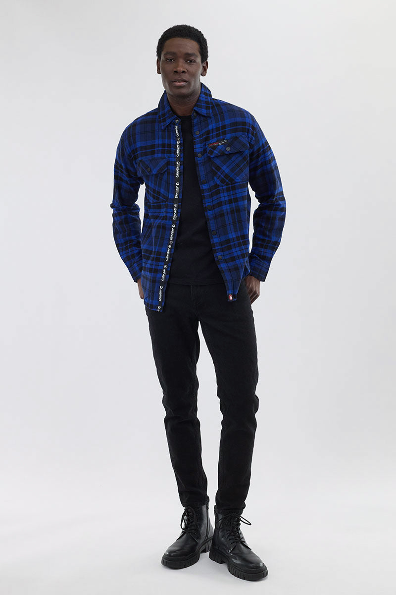 Chemise décontractée à carreaux boutonnée Canada Weather Gear - Bleu