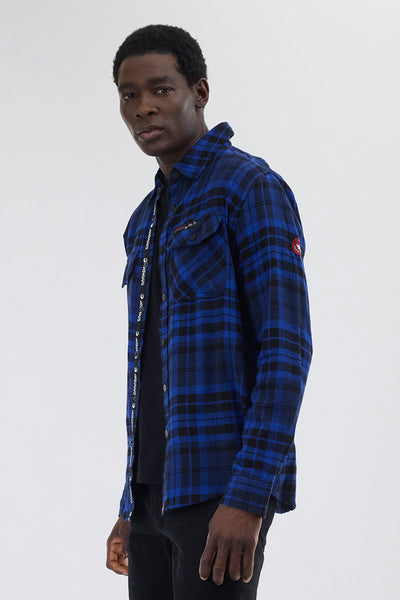 Chemise décontractée à carreaux boutonnée Canada Weather Gear - Bleu