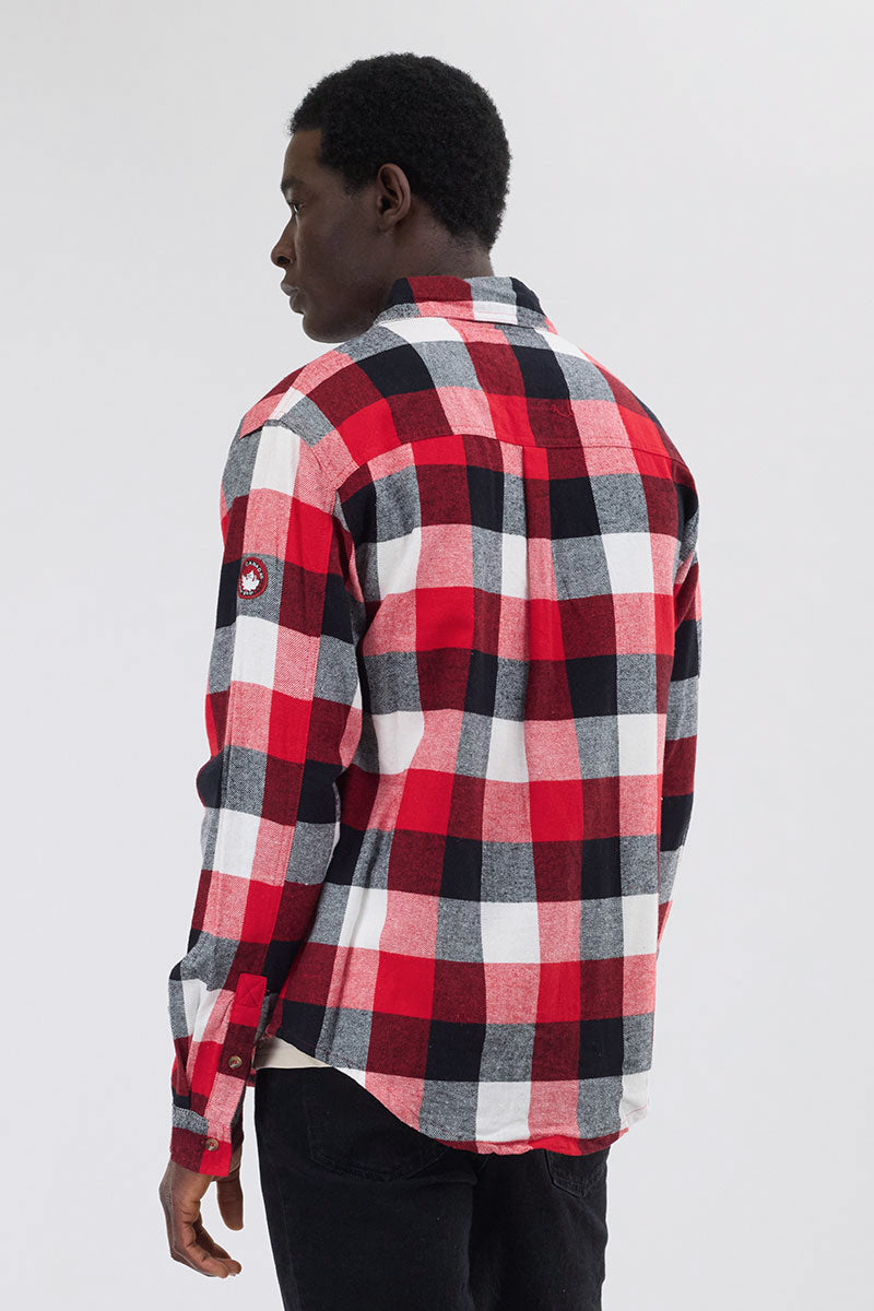 Chemise boutonnée décontractée à carreaux Canada Weather Gear - Rouge