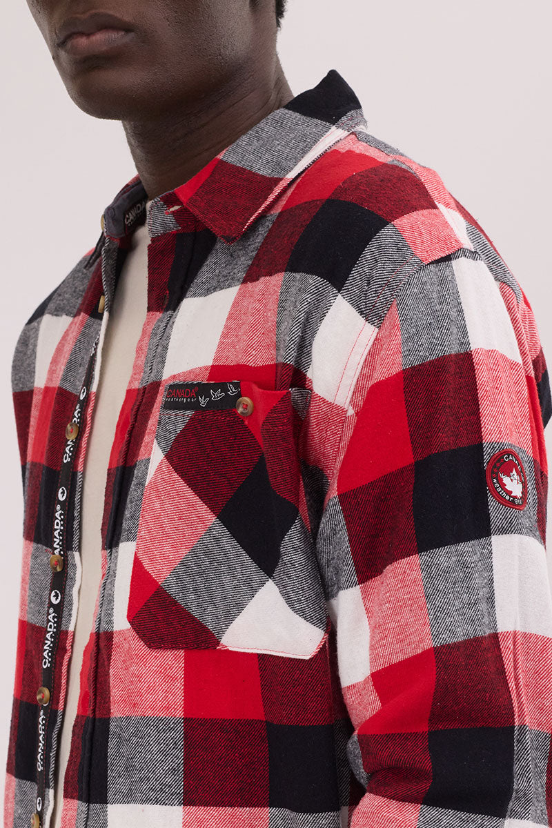 Canada Weather Gear Flannel Button Up Casual Shirt - Red - Mens Casual Shirts - International Clothiers