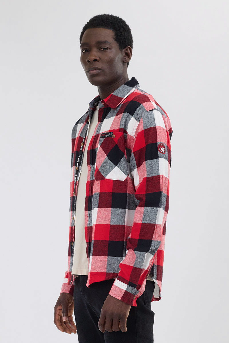 Chemise boutonnée décontractée à carreaux Canada Weather Gear - Rouge
