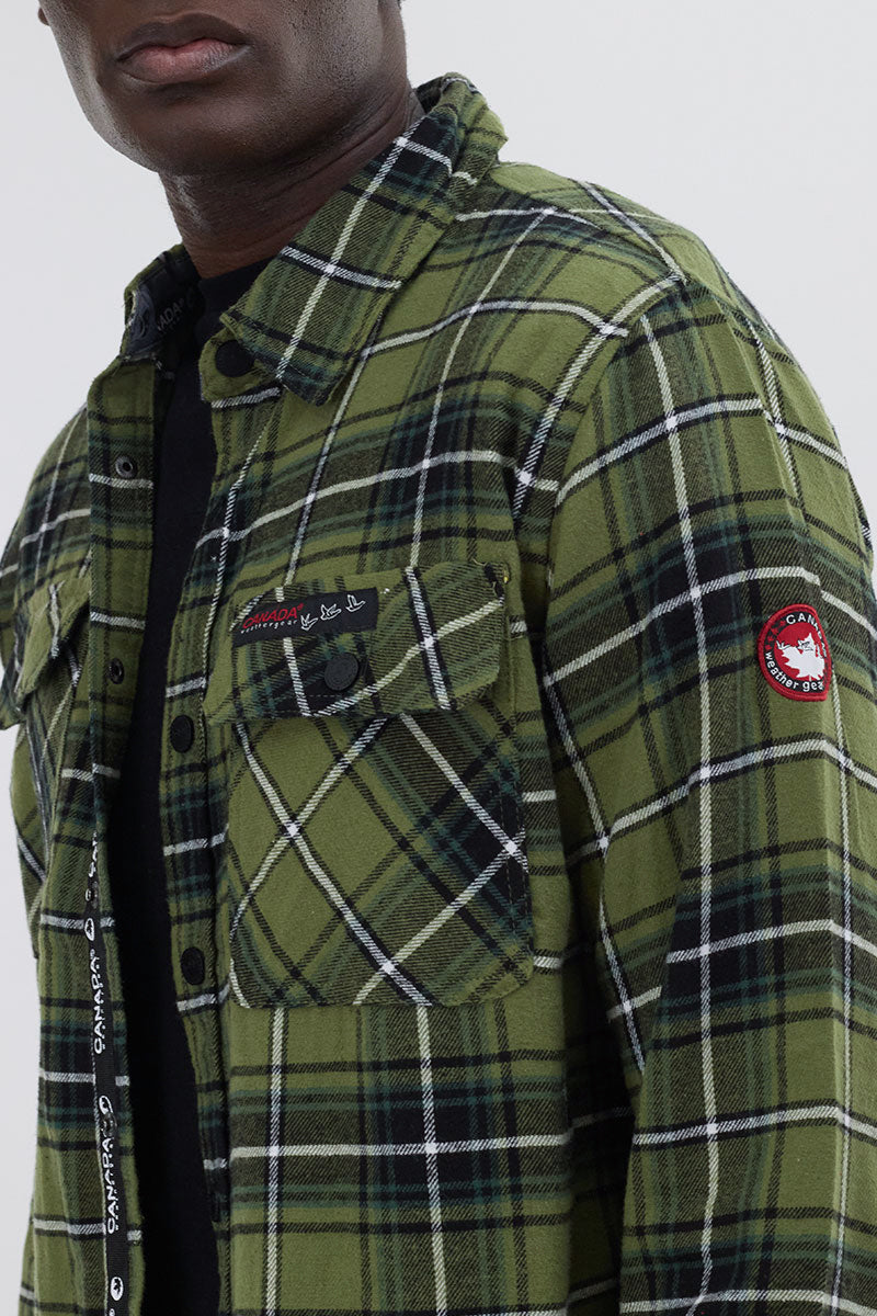 Chemise décontractée à carreaux boutonnée Canada Weather Gear - Olive