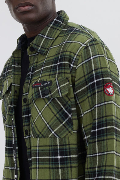 Chemise décontractée à carreaux boutonnée Canada Weather Gear - Olive