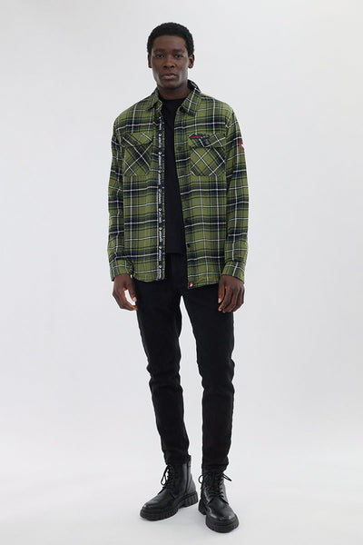 Chemise décontractée à carreaux boutonnée Canada Weather Gear - Olive