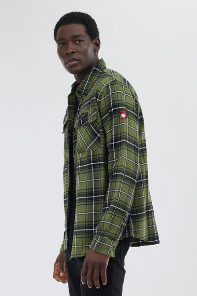 Chemise décontractée à carreaux boutonnée Canada Weather Gear - Olive