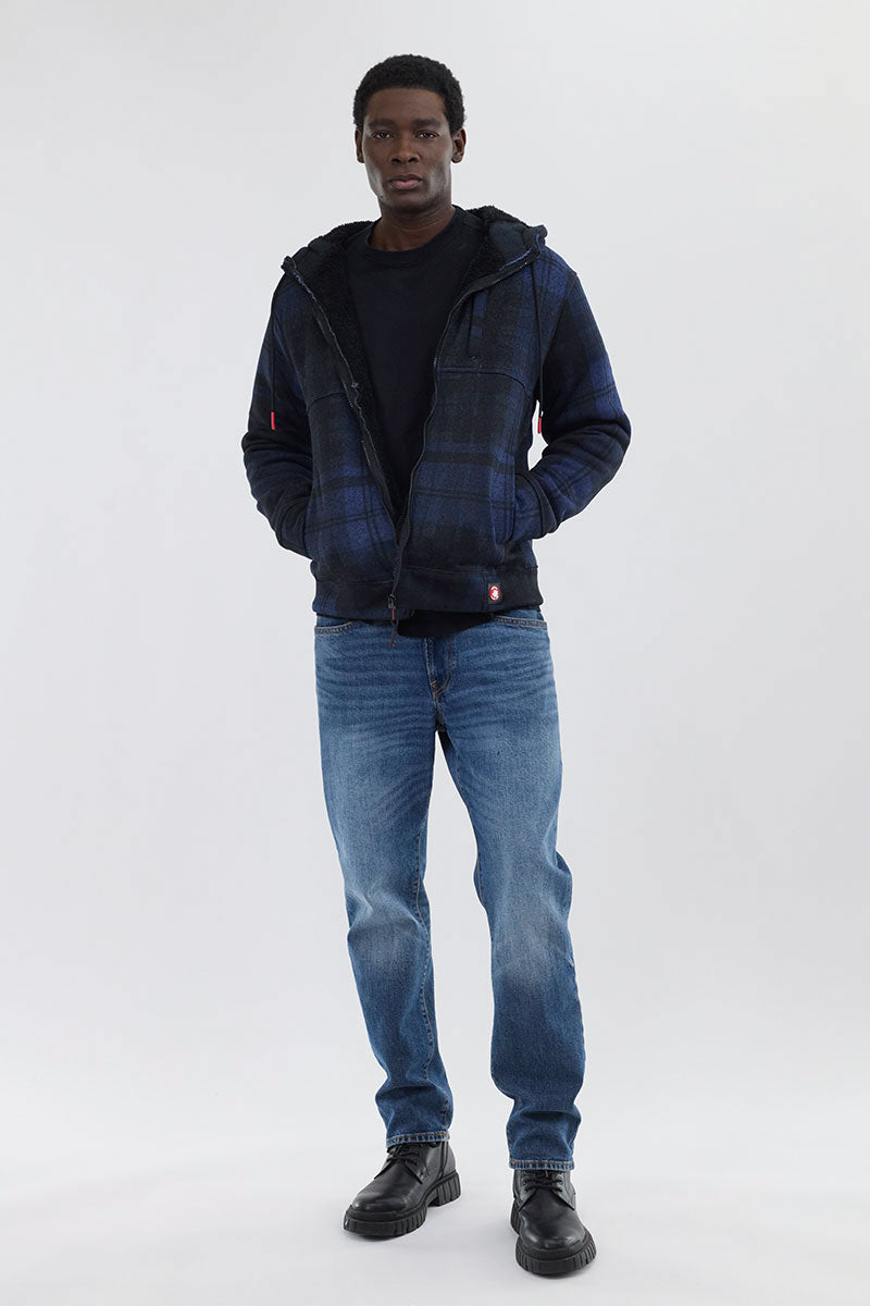 Canada Weather Gear Hooded Sherpa Lined Lightweight Jacket - Navy - Mens Lightweight Jackets - International Clothiers