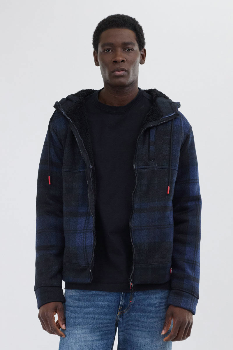 Canada Weather Gear Hooded Sherpa Lined Lightweight Jacket - Navy - Mens Lightweight Jackets - International Clothiers