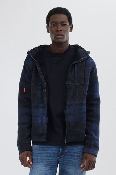 Canada Weather Gear Hooded Sherpa Lined Lightweight Jacket - Navy - Mens Lightweight Jackets - International Clothiers