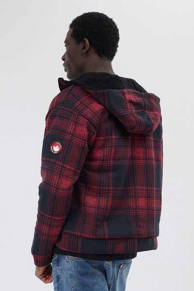 Canada Weather Gear Hooded Sherpa Lined Lightweight Jacket - Red - Mens Lightweight Jackets - International Clothiers