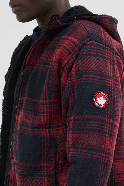 Canada Weather Gear Hooded Sherpa Lined Lightweight Jacket - Red - Mens Lightweight Jackets - International Clothiers