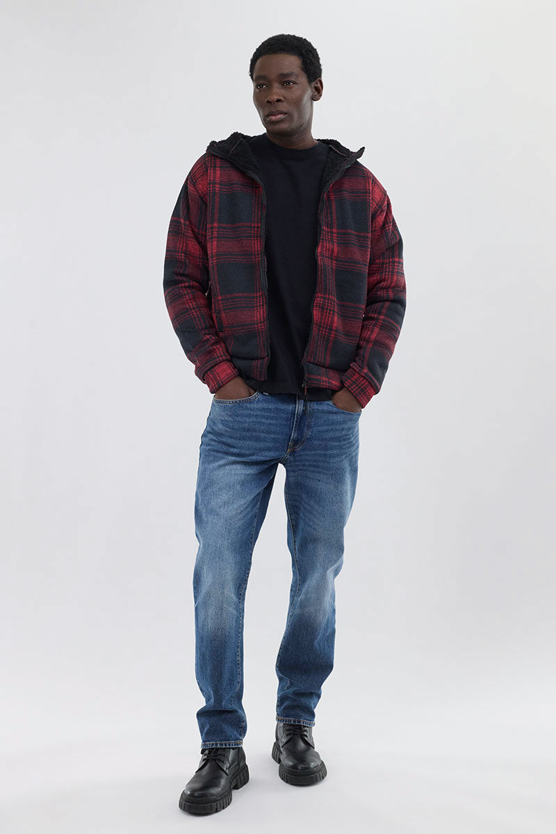 Canada Weather Gear Hooded Sherpa Lined Lightweight Jacket - Red - Mens Lightweight Jackets - International Clothiers