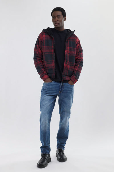 Canada Weather Gear Hooded Sherpa Lined Lightweight Jacket - Red - Mens Lightweight Jackets - International Clothiers