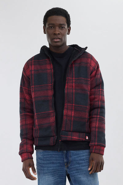 Canada Weather Gear Hooded Sherpa Lined Lightweight Jacket - Red - Mens Lightweight Jackets - International Clothiers