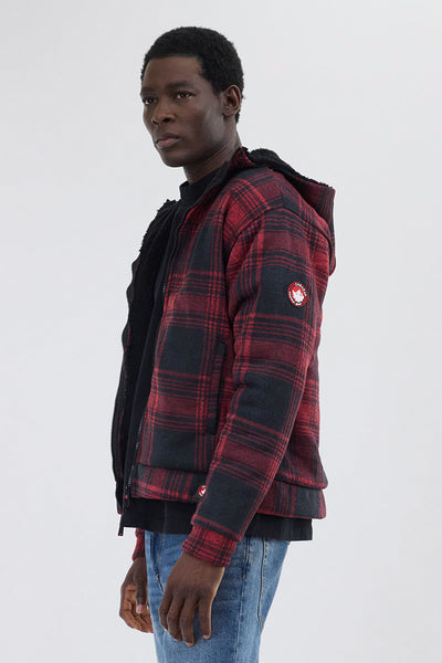Canada Weather Gear Hooded Sherpa Lined Lightweight Jacket - Red - Mens Lightweight Jackets - International Clothiers