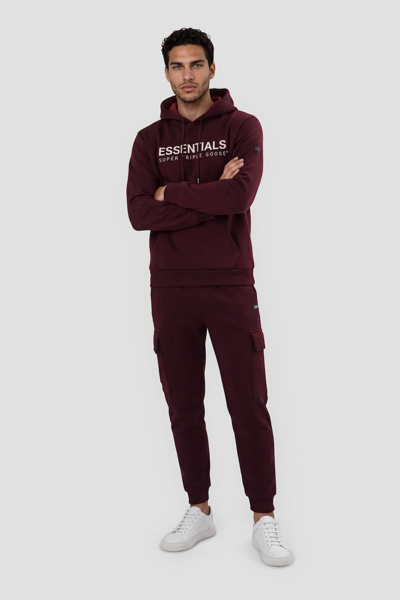 Fleece Cargo Sweatpants - Burgundy