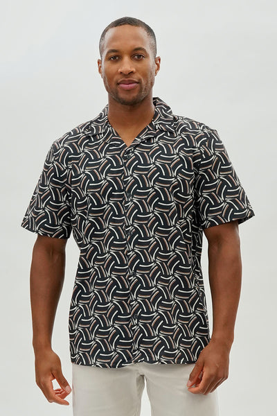 International INC Company Geometric Print Button Up Casual Shirt - Black - Mens Casual Shirts - International Clothiers
