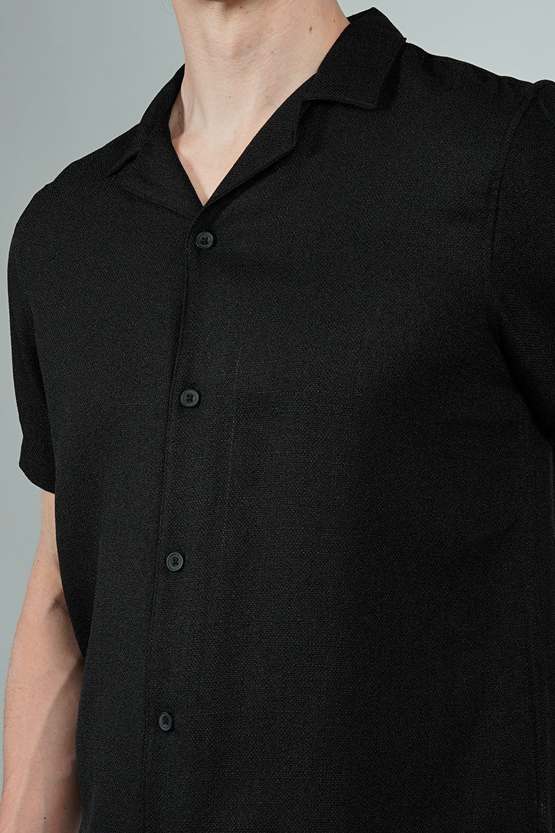 Kenneth Blake Solid Basic Button Up Casual Shirt - Black