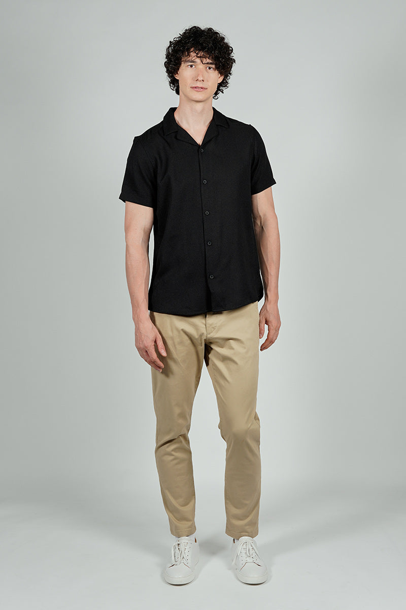 Kenneth Blake Solid Basic Button Up Casual Shirt - Black