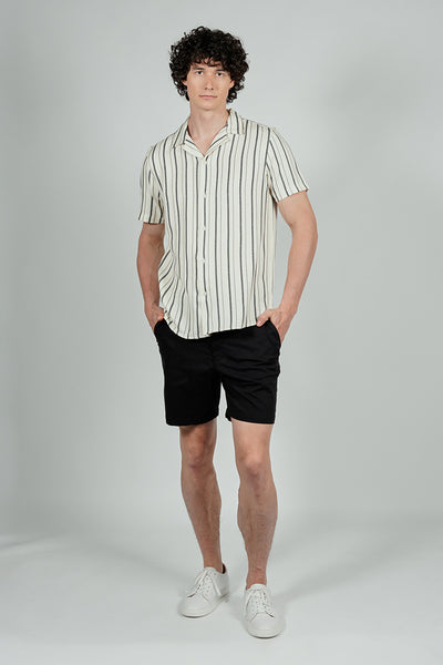 Kenneth Blake Striped Basic Button Up Casual Shirt - White