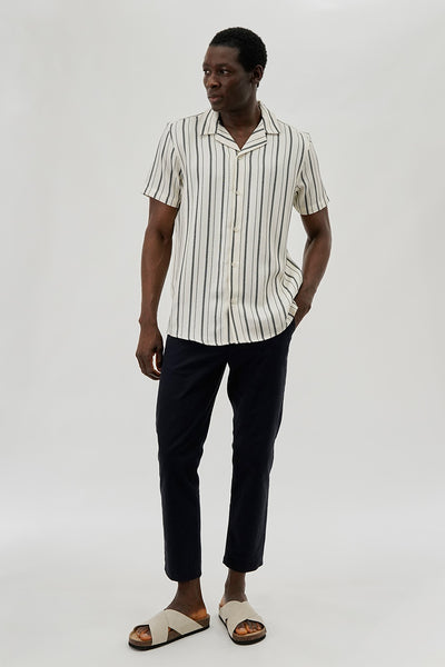 Kenneth Blake Striped Basic Button Up Casual Shirt - White - Mens Casual Shirts - International Clothiers
