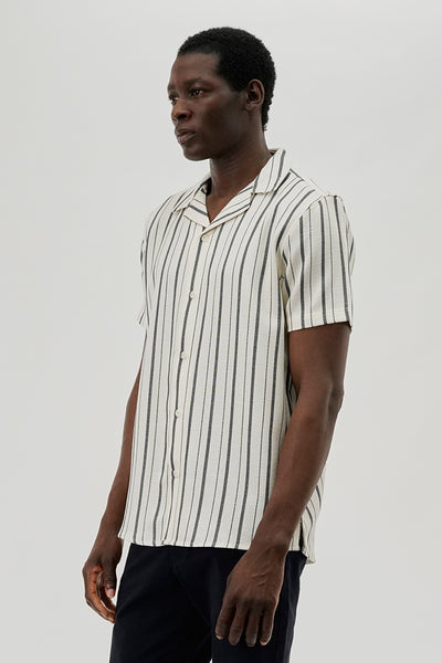Kenneth Blake Striped Basic Button Up Casual Shirt - White - Mens Casual Shirts - International Clothiers