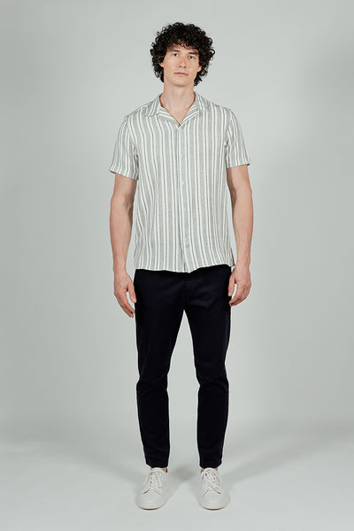 Kenneth Blake Striped Basic Button Up Casual Shirt - White