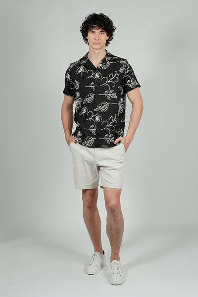 Kenneth Blake Floral Basic Button Up Casual Shirt - Black