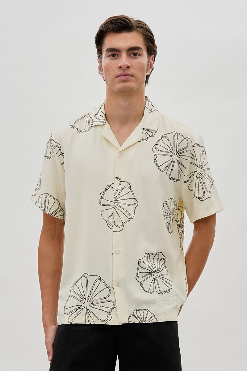 Saints Studio Floral Camp Collar Casual Shirt - Cream - Mens Casual Shirts - International Clothiers