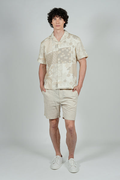 Malibu By Drill Patterned Button Up Casual Shirt - Cream