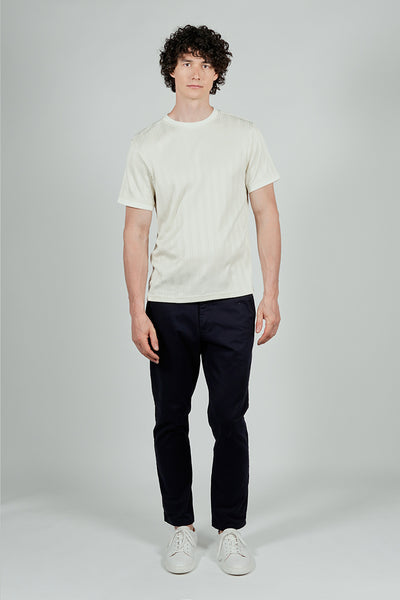 For Him London Stripe Detail Ribbed Crewneck Tee - White