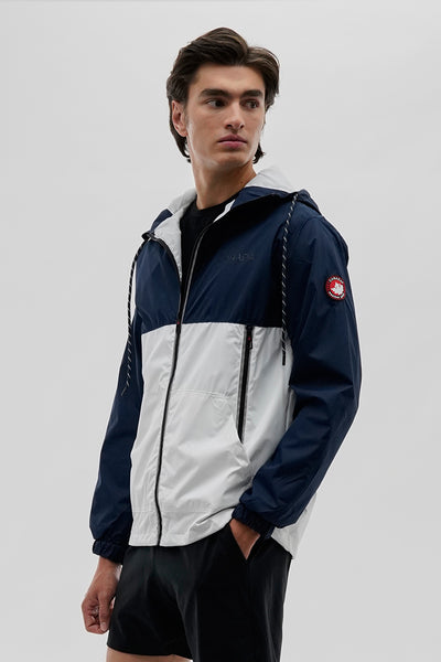 Canada Weather Gear Hooded Colour Block Lightweight Jacket - Navy - Mens Lightweight Jackets - International Clothiers
