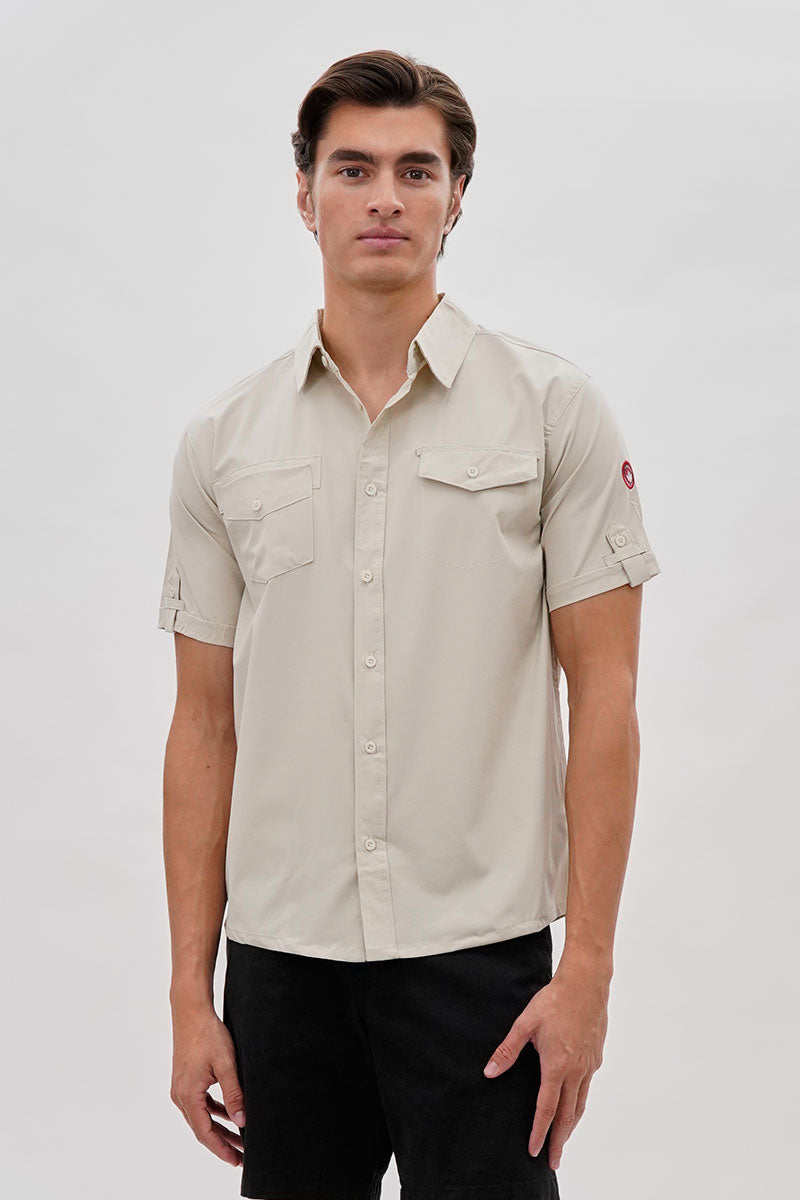 Canada Weather Gear Utility Short Sleeve Casual Shirt - Cream - Mens Casual Shirts - International Clothiers